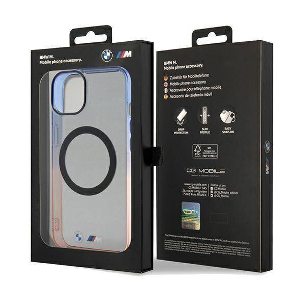 Oryginalne Etui BMW Gradient Bumper MagSafe Hardcase BMHMP15MHTGE do Iphone 14 Plus/ 15 Plus Szary
