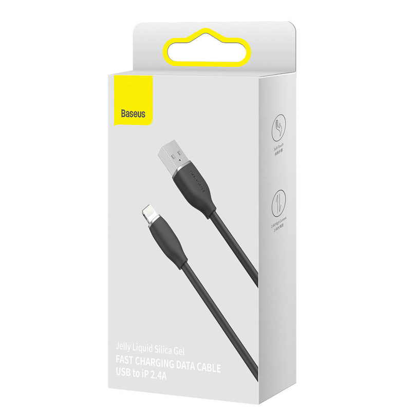Baseus kabel, przewód USB – Lightning 2,4A długość 1,2 m Jelly Liquid Silica Gel – czarny