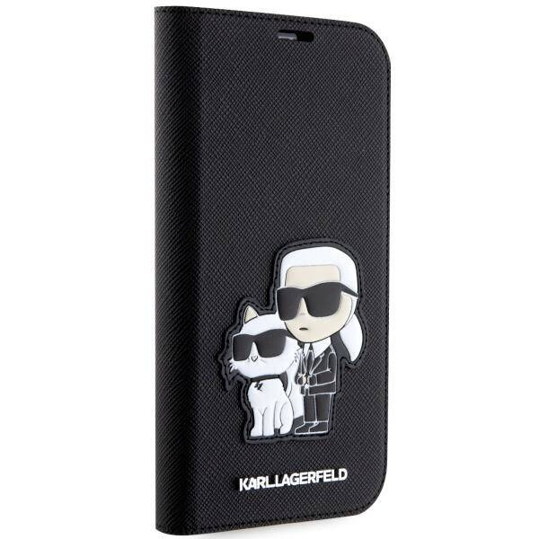 Karl Lagerfeld KLBKP14LSANKCPK iPhone 14 Pro 6,1" Bücherregal schwarz/schwarz Saffiano Karl & Choupette