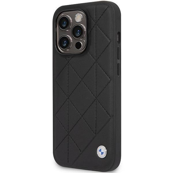 Oryginalne Etui IPHONE 14 PRO BMW Leather Quilted (BMHCP14L22RQDK) czarne