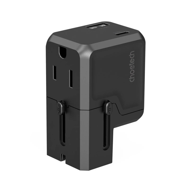 Choetech PD6038 USB-C USB-A PD 20W Reiseladegerät USA EU UK AU – Schwarz