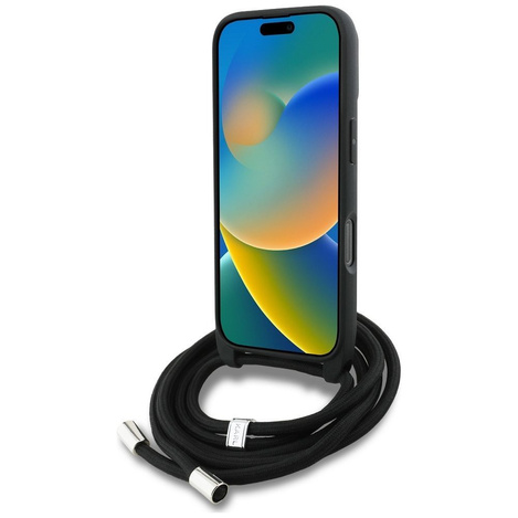 KARL LAGERFELD futerał do IPHONE 16 PRO KLHCP16LPGGRMPCK kompatybilny z MagSafe (CRSSBY Grained PU W/ Pattern & Logo) czarny