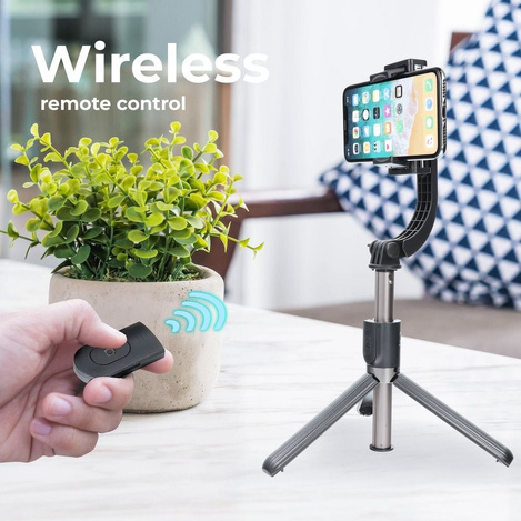 Zestaw / uchwyt selfie z pilotem na bluetooth tripod GIMBAL stabilizator czarny SSTR-L08