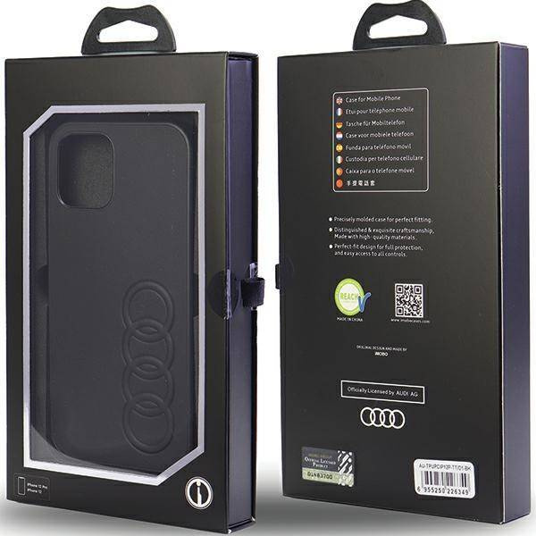Audi Kunstleder iPhone 12/12 Pro 6,1&quot; schwarz/schwarz Hardcase AU-TPUPCIP12P-TT/D1-BK