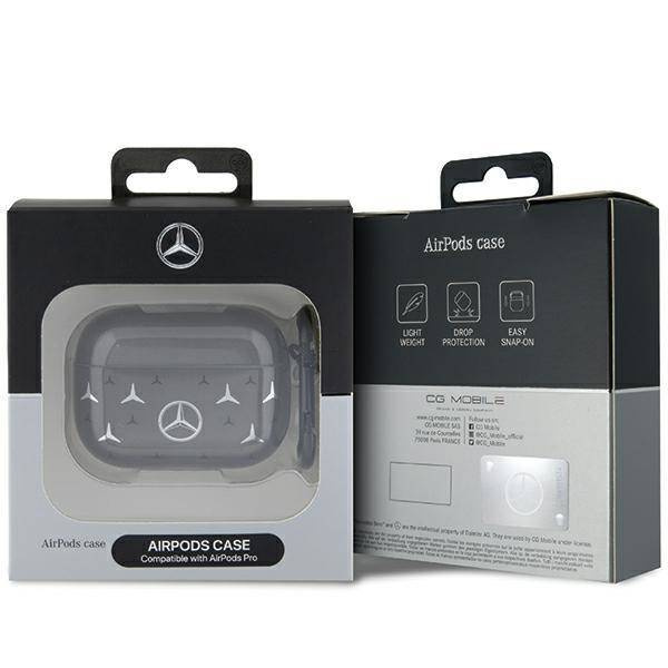 Original Handyhülle APPLE AIRPODS PRO Mercedes Cover Large Star Pattern (MEAP8DPMGS) schwarz