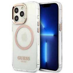 Original Handyhülle IPHONE 13 PRO MAX Guess Hard Case Metal Outline Magsafe gold