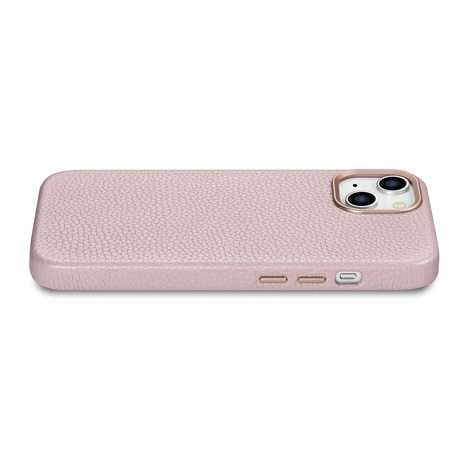 iCarer Litchi Premium Leather Case iPhone 14 Plus Magnetic Leather Case with MagSafe pink (WMI14220711-PK)