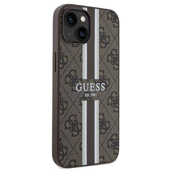 Guess nakładka do iPhone 15 6,1&quot; GUHMP15SP4RPSW HC MAGSAFE 4G PRINTED STRIPES brązowa