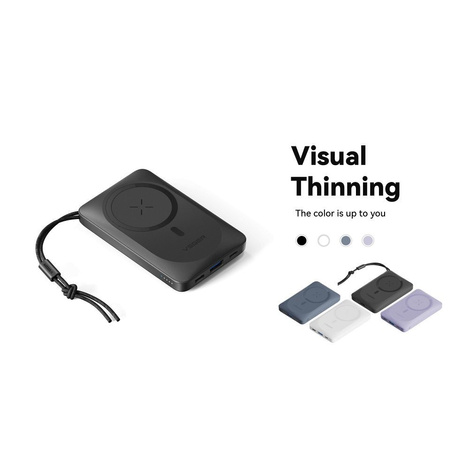 Bateria zewnętrzna (Powerbank) VEGER MagOn z ładowaniem indukcyjnym kompatybilny z MagSafe 15W - 10 000mAh PD 22,5W biały (VP1151 / W1151)