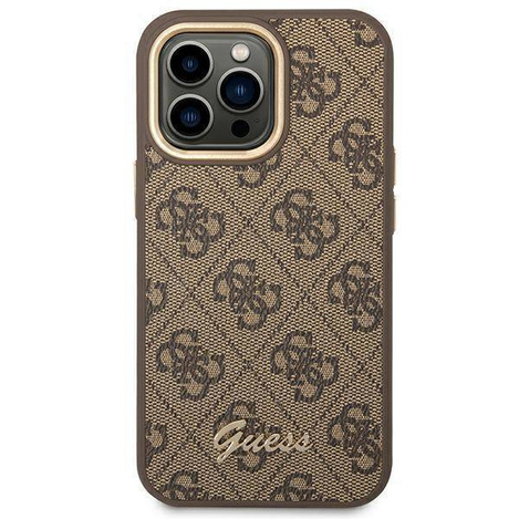 Original Case IPHONE 14 PRO Guess Hard Case 4G Vintage Gold Logo (GUHCP14LHG4SHW) brown