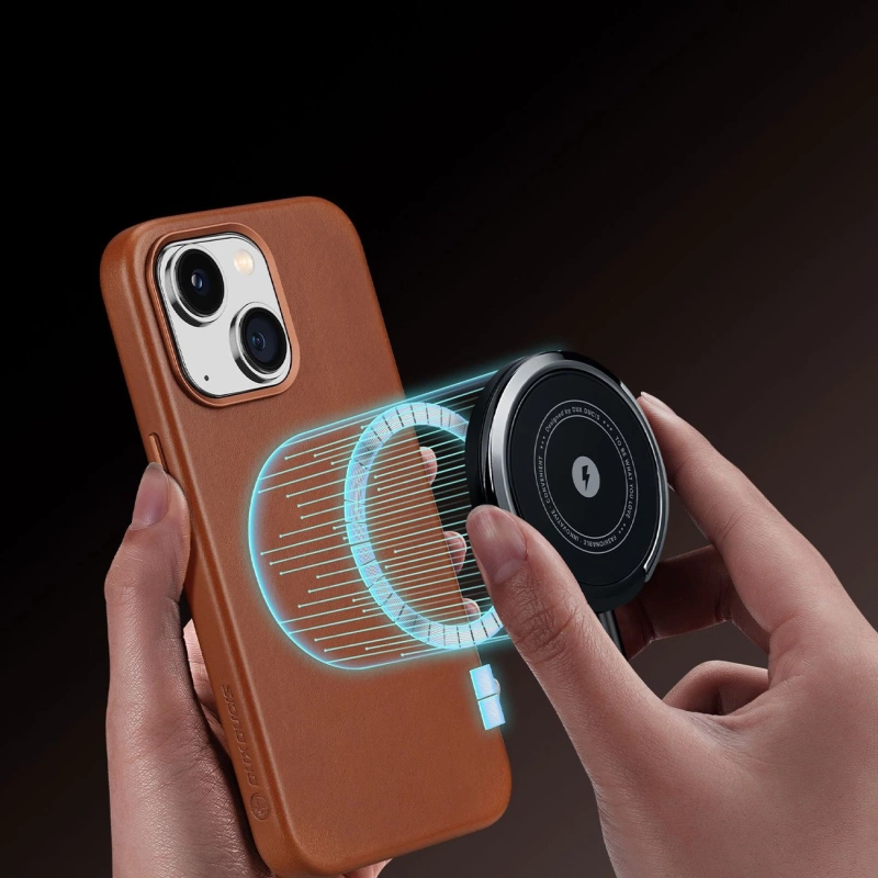 Dux Ducis Naples iPhone 14 Plus Hülle magnetische Leder MagSafe Hülle braun