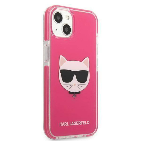 Original Handyhülle IPHONE 13 MINI Karl Lagerfeld Hardcase Choupette Head (KLHCP13STPECPI) rosa