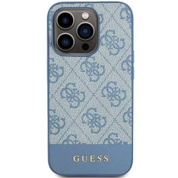 Original Handyhülle APPLE IPHONE 15 PRO Guess Hardcase 4G Stripe Collection (GUHCP15LG4GLBL) blau