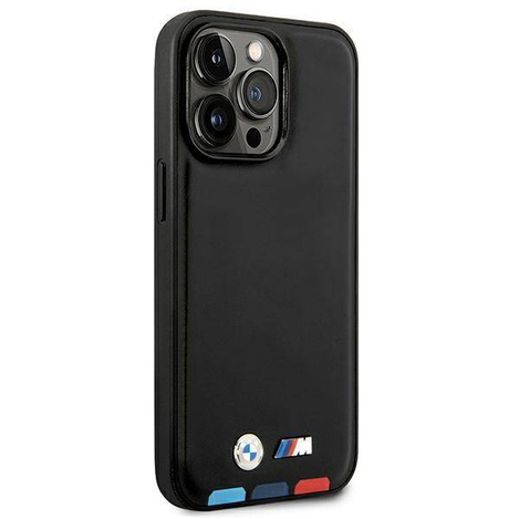 Original Case IPHONE 14 PRO MAX BMW Leather Stamp Tricolor MagSafe (BMHMP14X22PTDK) black