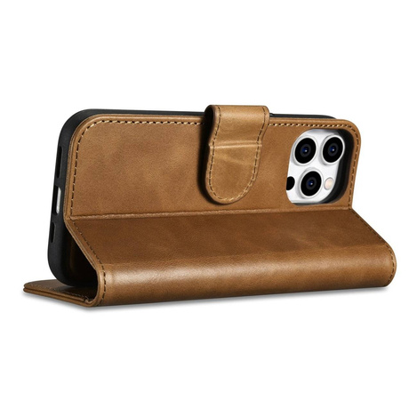 iCarer Oil Wax Wallet Case 2in1 iPhone 14 Pro Max Flip Leather Cover Anti-RFID Brown (WMI14220724-TN)