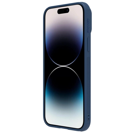 Nillkin CamShield Leather S Case iPhone 14 Pro Hülle mit Kameraabdeckung blau
