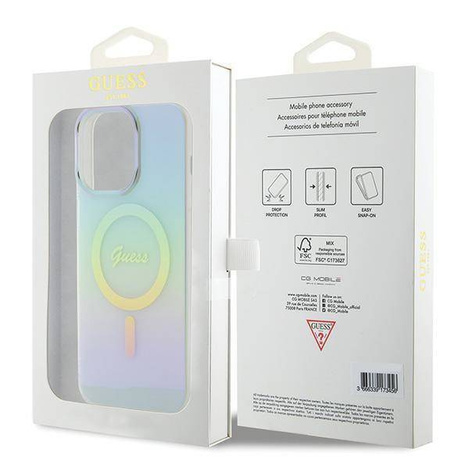 Guess IML Iridescent MagSafe Hülle für iPhone 15 Pro – Türkis