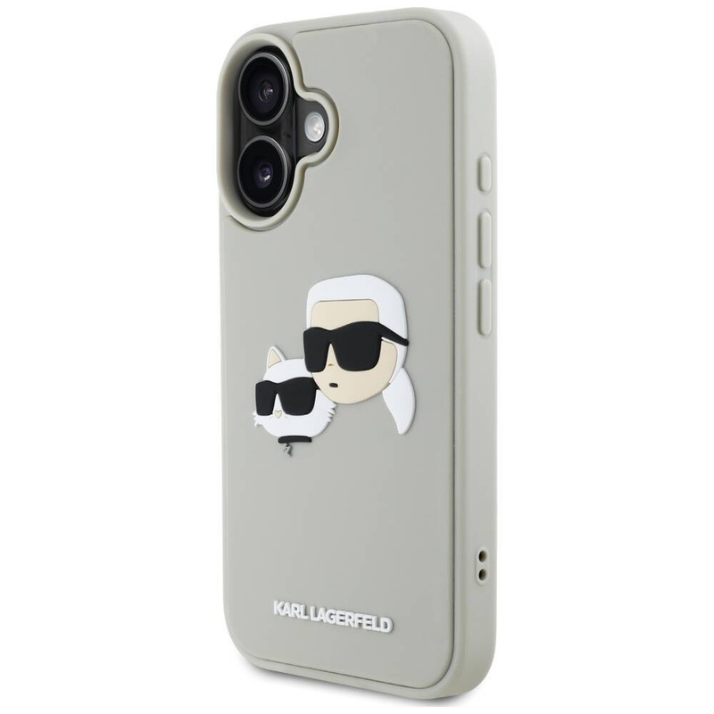 Etui IPHONE 16 Karl Lagerfeld HC 3D Rubber Double Heads beżowe