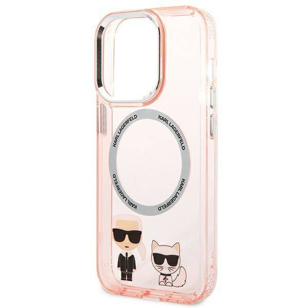 Karl Lagerfeld KLHMP14XHKCP iPhone 14 Pro Max 6.7" Hardcase pink / pink Karl & Choupette Aluminium Magsafe