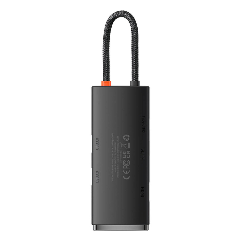 Baseus Lite Series multifunktionaler HUB USB Typ C - 2 x USB 3.0 / USB Typ C PD / HDMI 1,4 / SD / TF schwarz (WKQX050101)