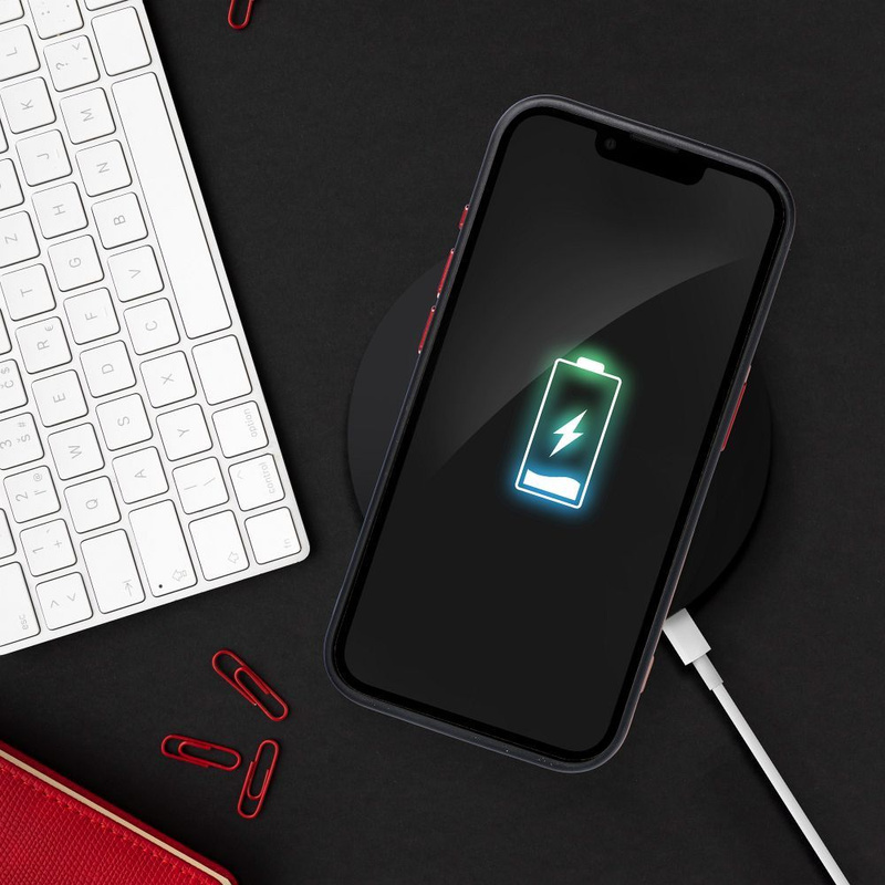 Futerał Color Edge Mag Cover kompatybilny z MagSafe do IPHONE 15 PRO MAX czarno czerwony