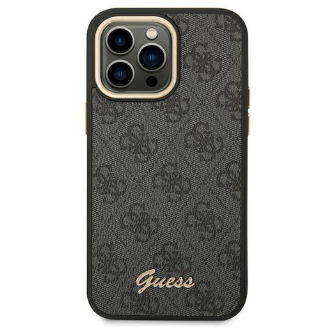 Original Case IPHONE 14 PRO MAX Guess Hard Case 4G Vintage Gold Logo (GUHCP14XHG4SHK) black