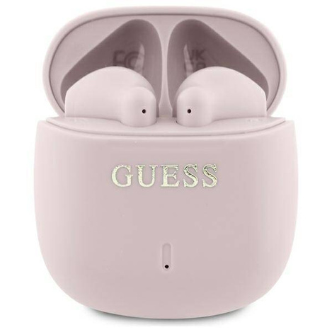 Oryginalne Słuchawki Bluetooth TWS GUESS Printed Classic Logo - GUTWSJ14ESGP+ stacja dokująca różowe