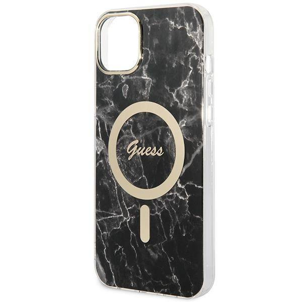Guess Bundle Pack MagSafe IML Marble - Zestaw etui + ładowarka MagSafe iPhone 14 (czarny/złoty)