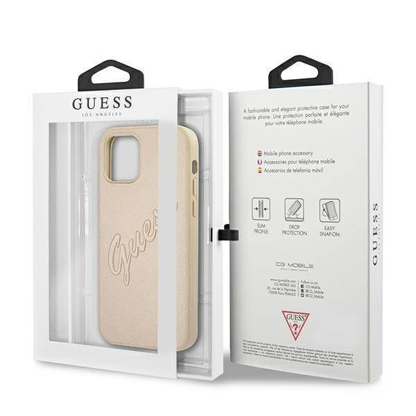 Guess GUHCP12LRSAVSLG iPhone 12 Pro Max 6,7" złoty/gold hardcase Saffiano Vintage Script