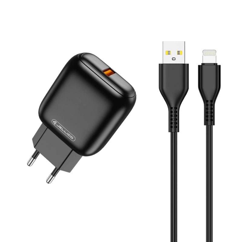 JELLICO ładowarka sieciowa C32 18W 1xUSB QC3.0 + kabel Lightning Czarny