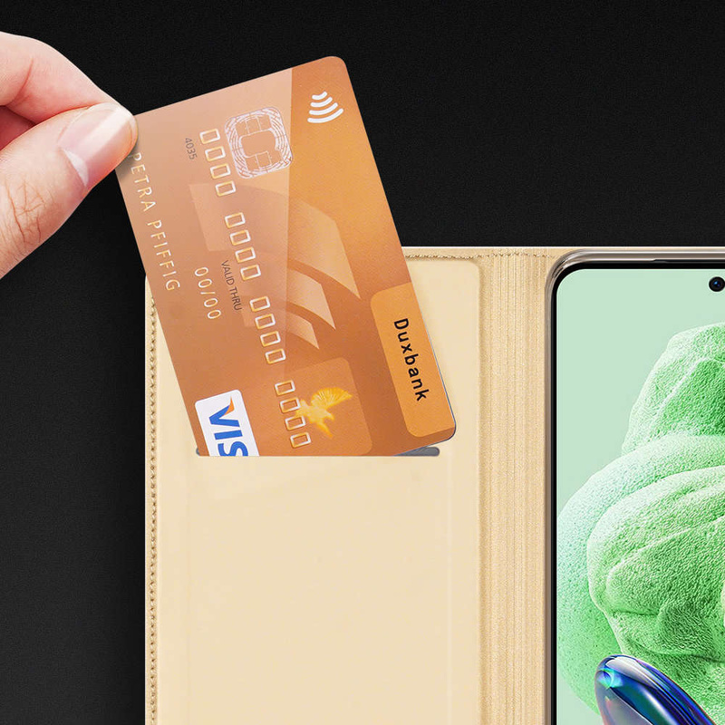Dux Ducis Skin Pro Case for Xiaomi Redmi Note 12 Pro+ Flip Card Wallet Stand Gold
