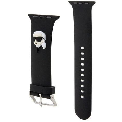 Pasek do APPLE WATCH 4 / 5 / 6 / 7 / 8 / SE (38 / 40 / 41 MM) Karl Lagerfeld Strap 3D Rubber Karl Head (KLAWMSLKNK) czarne