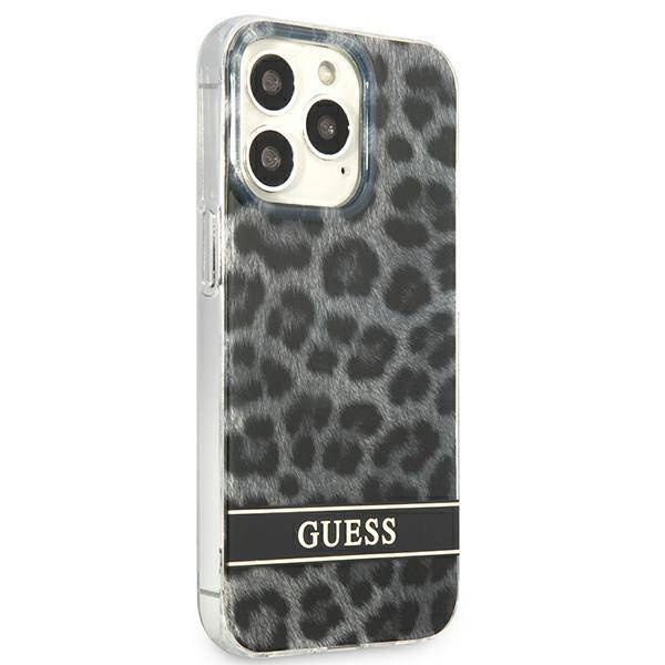 Schutzhülle IPHONE 13 PRO Guess Hardcase Leopard (GUHCP13LHSLEOK) grau