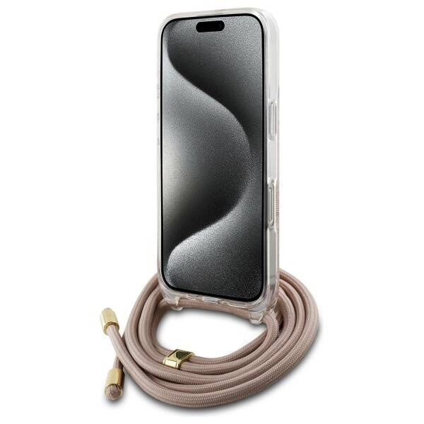 Original Handyhülle IPHONE 16 Guess Hardcase Crossbody Cord 4G Print (GUHCP16SHC4SEP)