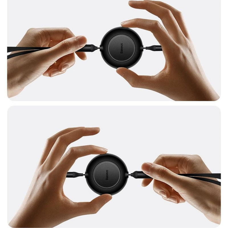 Baseus Bright Mirror 2 einziehbares Kabel 3in1 USB Type C - Micro USB + Lightning + USB Type C 3.5A 1.1m schwarz (CAMJ010201)