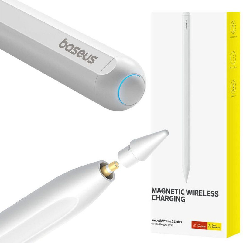 Baseus Smooth Writing 2 Overseas Edition Stylus mit aktiver Spitze für iPad mit austauschbarer Spitze – Weiß