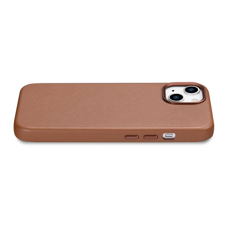 iCarer Case Leather genuine leather case cover for iPhone 14 Plus brown (MagSafe compatible)