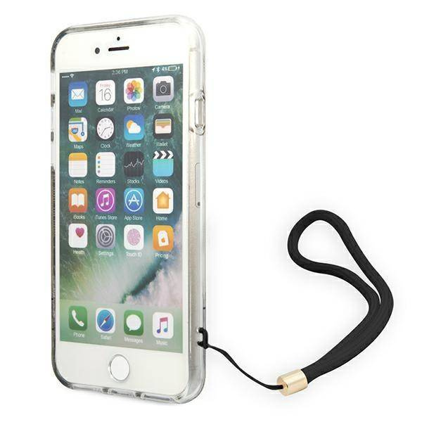 Schutzhülle IPHONE SE 2022 / SE 2020 / 7 / 8 Guess Hardcase 4G Print Strap (GUOHCI8H4STW) braun