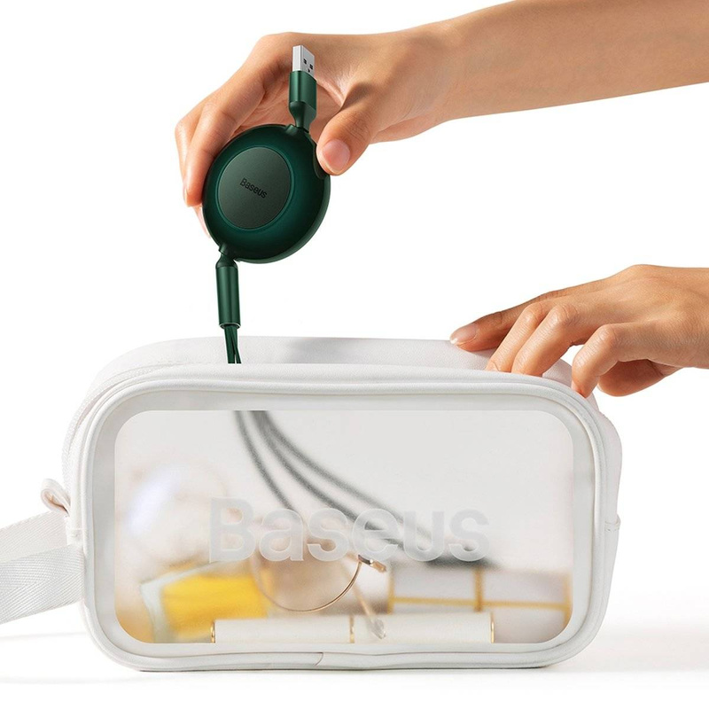 Baseus Bright Mirror 2 retractable cable 3in1 USB Type A - micro USB + Lightning + USB Type C 66W 1.1m green (CAMJ010106)