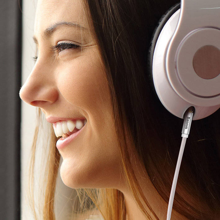 Baseus kabel audio stereo przejściówka AUX 3,5 mm mini jack - USB Typ C do telefonu tabletu 120cm czarny (CAM01-01)
