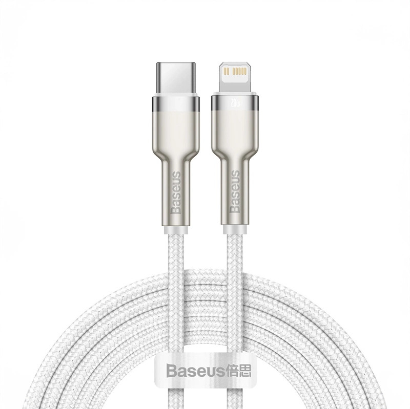 Baseus Cafule Metal Data kabel USB Typ C - Lightning 20 W Power Delivery 2 m biały (CATLJK-B02)