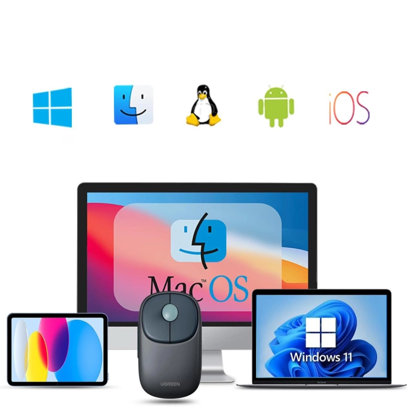 Bezprzewodowa mysz Ugreen MU102 FUN+ Bluetooth / 2.4 GHz - czarna