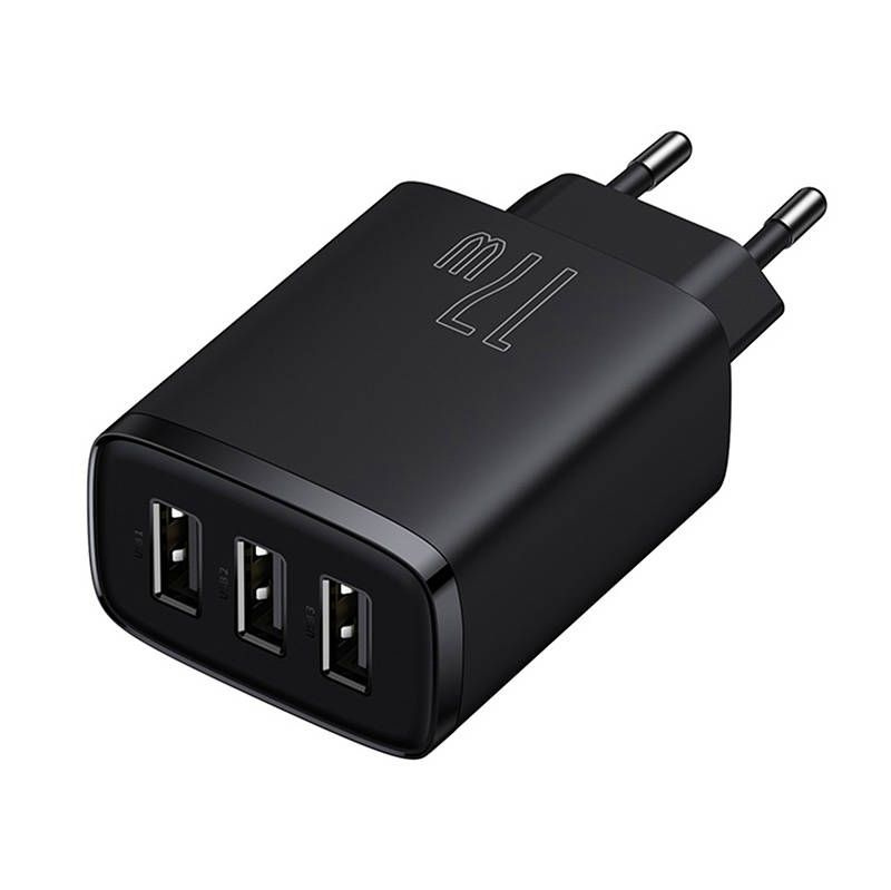 Baseus Compact Ladegerät 3x USB 17W schwarz (CCXJ020101)