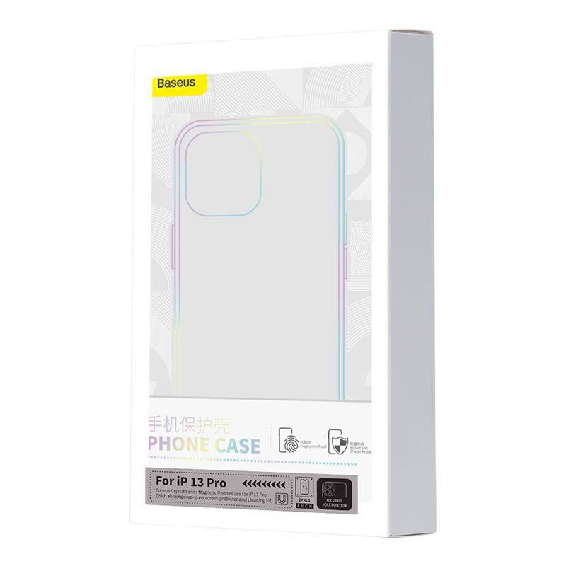 Etui ochronne Baseus Magnetic Crystal Clear do iPhone 13 Pro (transparentne) + szkło hartowane + zestaw czyszczący
