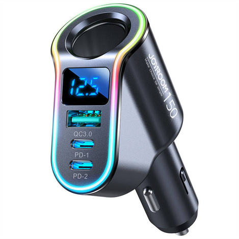 Joyroom Auto-Schnellladegerät 4in1 USB-A QC3.0 / 2xUSB-C PD 150W schwarz (JR-CL21)