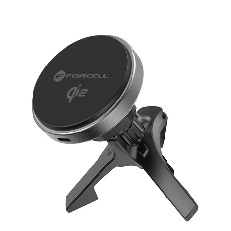 FORCELL F-GRIP Rapid Charge uchwyt samochodowy magnetyczny do szyby / kratki z ładowaniem indukcyjnym kompatybilny z MagSafe Qi2 15W szary