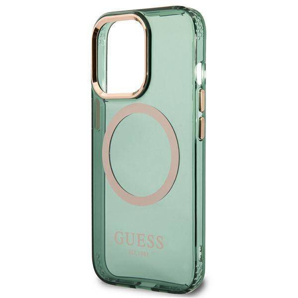 Oryginalne Etui IPHONE 13 PRO Guess Hard Case Gold Outline Translucent MagSafe (GUHMP13LHTCMA) khaki