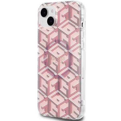 Oryginalne Etui GUESS Hardcase GUHMP15MHGCUSTGP do iPhone 15 Plus (Kompatybilny z Magsafe / IML GCUBE / różowy)