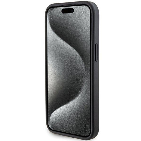 Karl Lagerfeld Gripstand Saffiano Choupette Pins Hülle für iPhone 15 Plus / 14 Plus – Schwarz