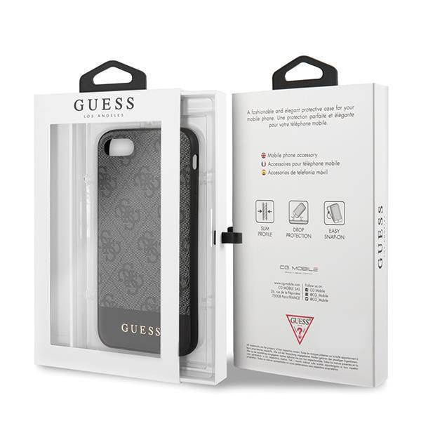 Guess 4G Bottom Stripe Collection - Etui iPhone SE 2020 / 8 / 7 (szary)